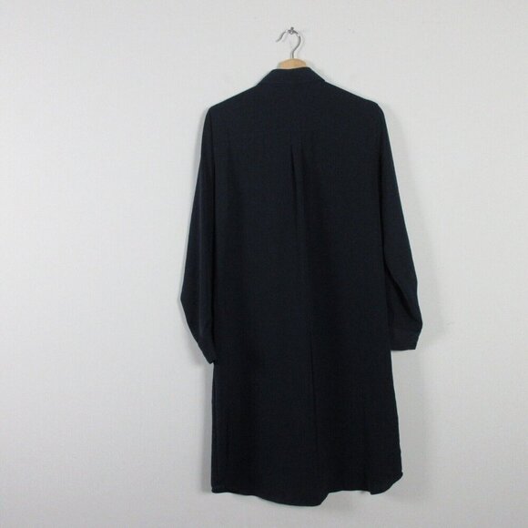 Club Monaco Womens Navy Blue Midi Dress Long Sleeve Button Front 4 Silk 328 - Picture 9 of 11